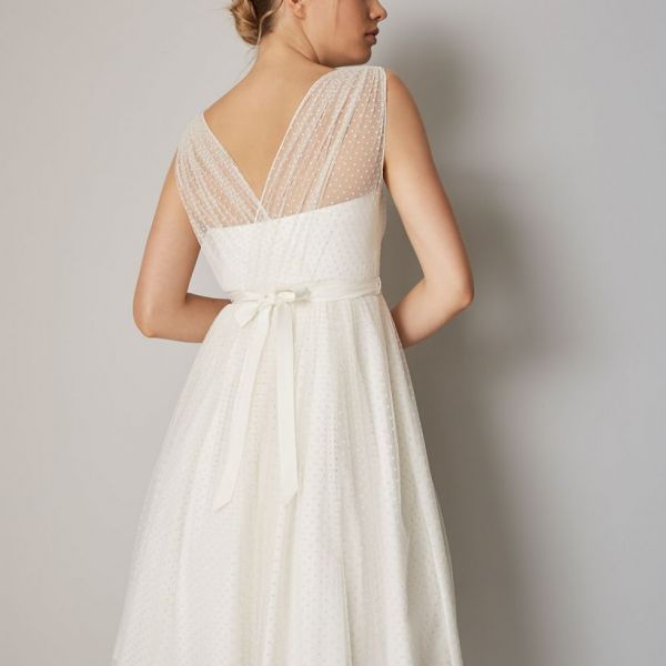 Phase Eight Mae Polka Dot Short Wedding Dress Ivory myonewedding