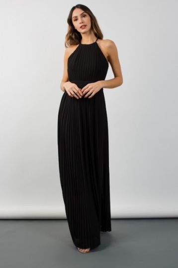 TFNC Serene Microchip Black Bridesmaid Maxi Dress