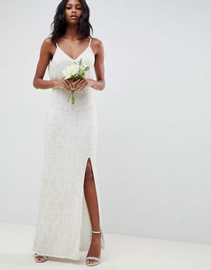 Asos Edition Floral Embellished Lace Wedding Dress Ivory