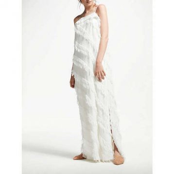 Modern Rarity Long Frayed Dress White