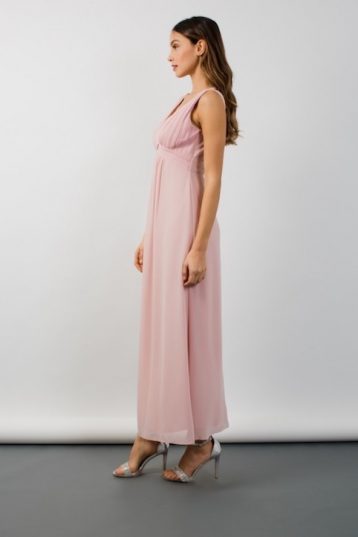 Tfnc bridesmaid exclusive pleated best sale maxi dress in pearl pink