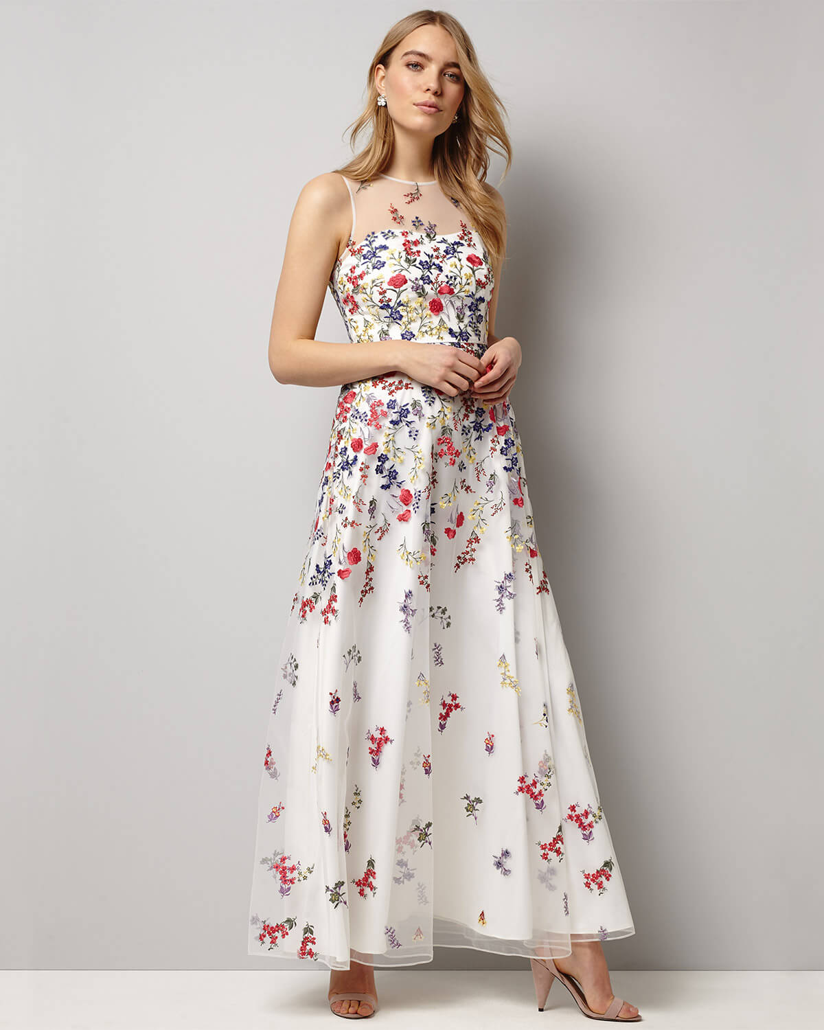 wondrous floral embroidered maxi dress