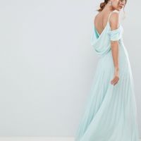 ASOS DESIGN Cold Shoulder Cowl Pleated Maxi Dress Mint myonewedding