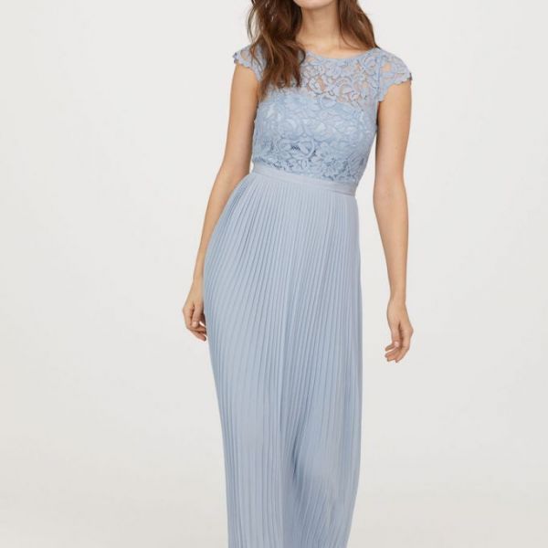 H&m blue hotsell pleated dress