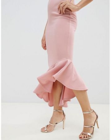 Missguided Scuba Crepe Strappy Maxi Dress Pale Pink