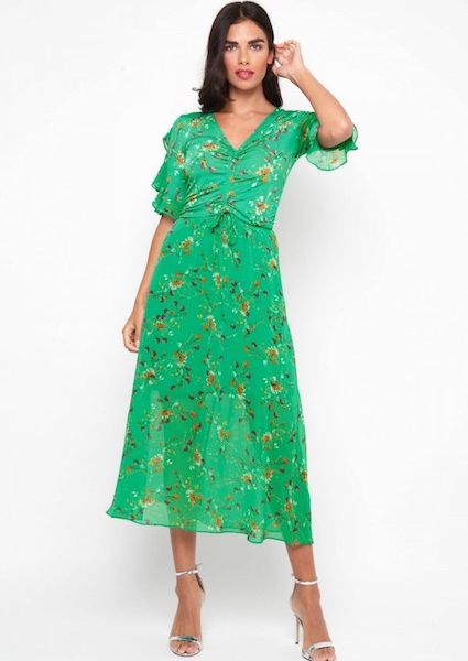 green floral dress midi