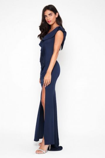 TFNC Zula Ruffle Maxi Dress Navy