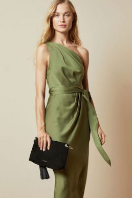 ted baker khaki one shoulder dress