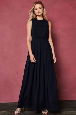 Ted Baker SAFFROM Origami Folded Maxi Dress Navy