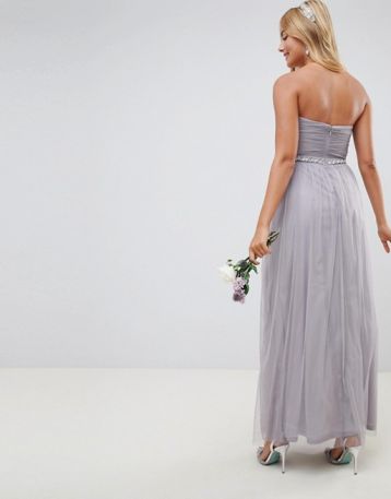 ASOS DESIGN Bridesmaid mesh embellished maxi dress, Lilac ...