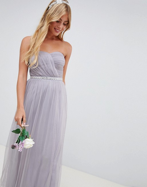 ASOS DESIGN Bridesmaid mesh embellished maxi dress, Lilac ...