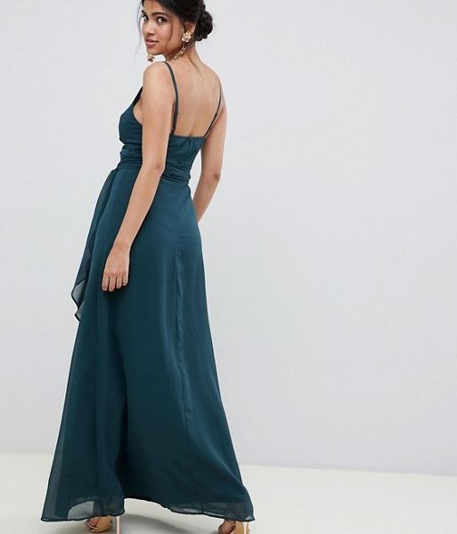 asos design cami wrap maxi dress with tie waist