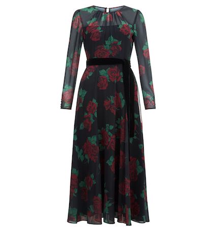 Hobbs Lolita Rose Print Dress, Black/Red - myonewedding.co.uk