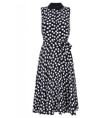 Hobbs Belinda Spot Print Dress White Black