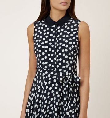 Hobbs Belinda Spot Print Dress White Black