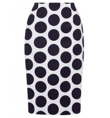 Hobbs Lorna Spot Skirt Navy White