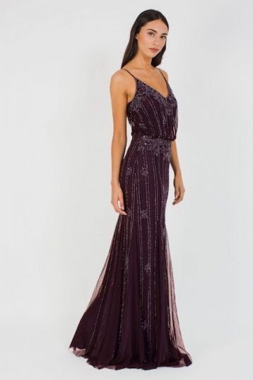 Lace & Beads Keeva Bordeaux Maxi Dress Purple