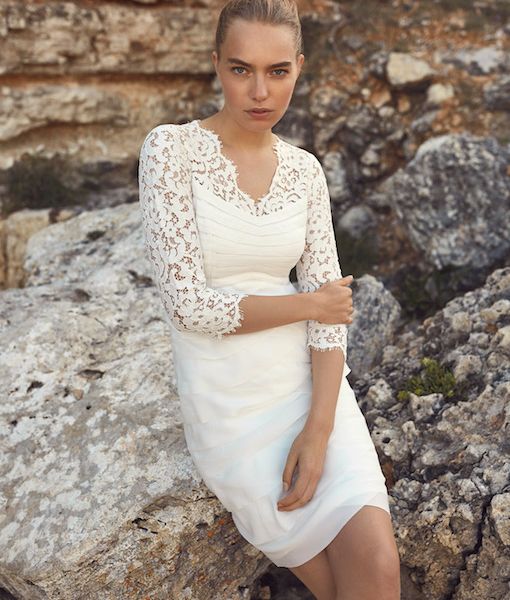 Phase Eight Madalyn Short Lace Wedding Dress Ivory Myonewedding Co Uk