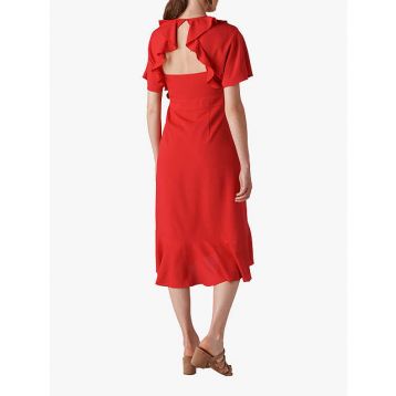 Whistles Abigail Frill Wrap Dress Red