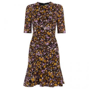 Whistles Billy Print Silk Blend Dress Multi Yellow