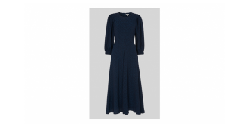 Whistles Fay Animal Jacquard Midi Dress Navy