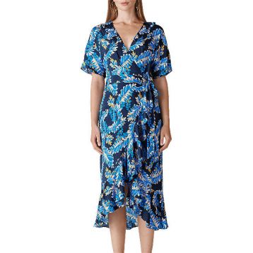 Whistles Josephine Print Wrap Dress Blue Multi