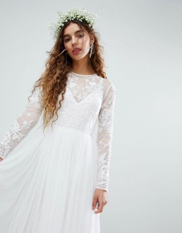 ASOS EDITION Embroidered Bodice Wedding Maxi Dress Ivory