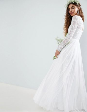 ASOS EDITION Embroidered Bodice Wedding Maxi Dress Ivory