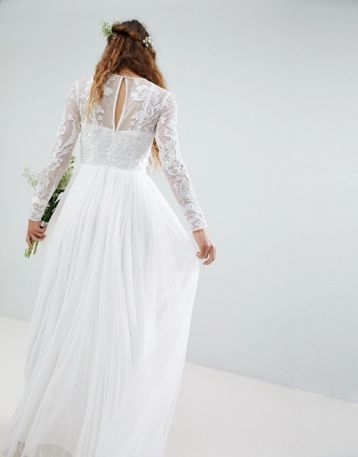 ASOS EDITION Embroidered Bodice Wedding Maxi Dress Ivory