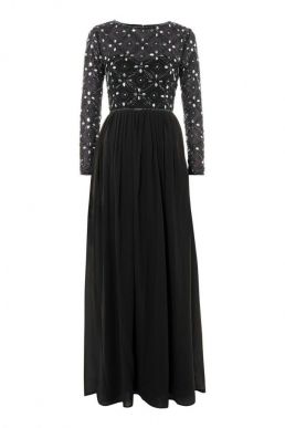 Lace & Beads Carnation Maxi Dress Black