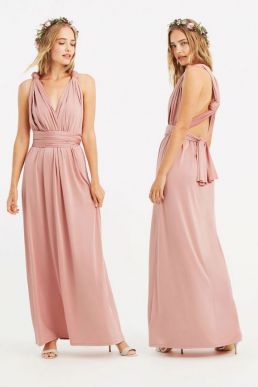 ASOS DESIGN Bridesmaid ruched bodice drape maxi dress with wrap waist, Blue  