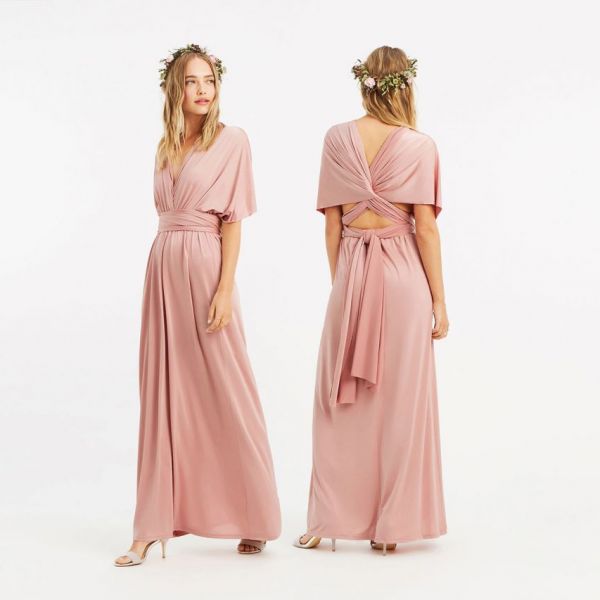 Blush pink wrap bridesmaid 2024 dresses