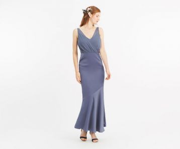 Oasis Slinky Bow Maxi Bridesmaid Dress Mid Grey