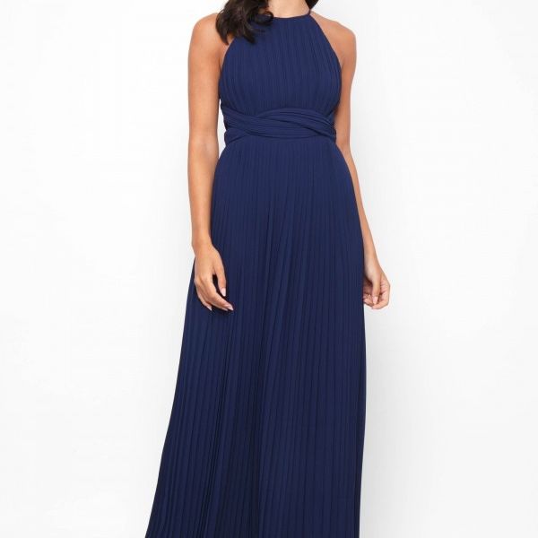 blue maxi bridesmaid dress