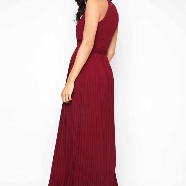 Tfnc pleated bridesmaids maxi dress hot sale in burgundy