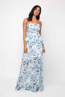 TFNC Sharai Floral Maxi Dress Blue White