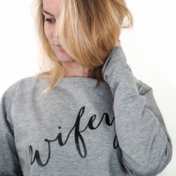 Personalised Wifey Slouch Jumper Grey Black