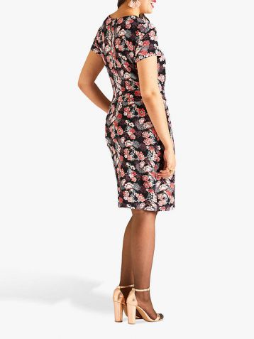 Yumi Curves Floral Jersey Dress Black Multi