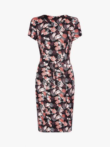 Yumi Curves Floral Jersey Dress Black Multi