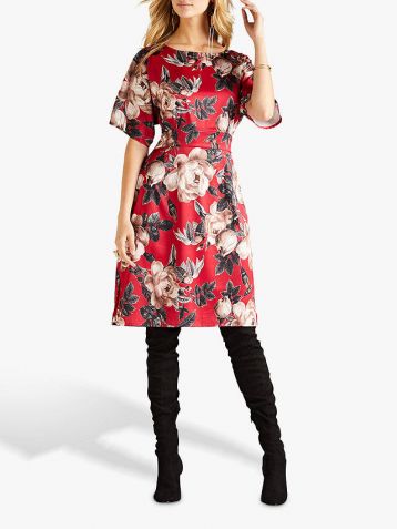 Yumi Floral Satin Kimono Floral Dress Red