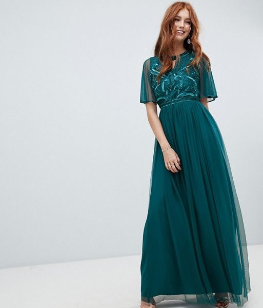 green maxi dresses with sleeves