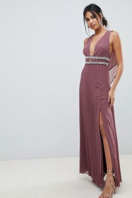 Amelia rose embellished ombre sequin maxi dress with cami strap in berry hotsell