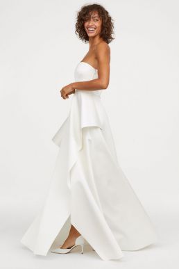 H&M Long bandeau wedding dress Ivory