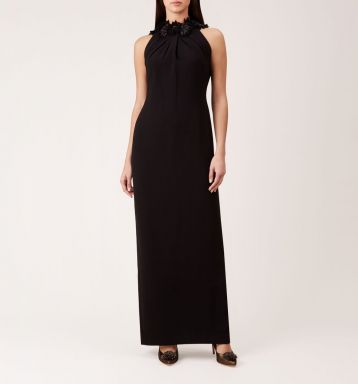 Hobbs Emerson Floral Halter Maxi Dress Black