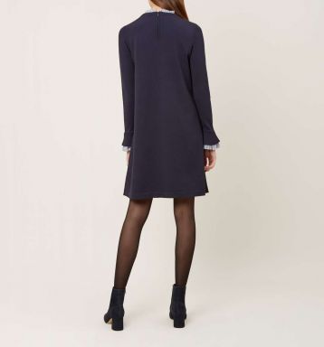 Hobbs Nyla Frill Collar Dress Navy Blue