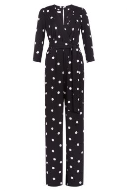 Hobbs Sleeved Jordanna Spot Jumpsuit Black Black