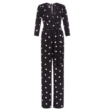 Hobbs Sleeved Jordanna Spot Jumpsuit Black Black