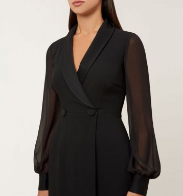 Hobbs Lana Tux Shift Dress Black