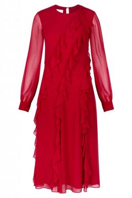 Hobbs Mahalia Frill Dress Red