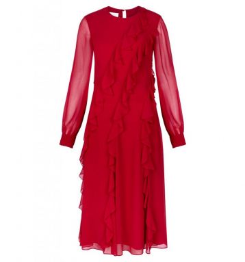 Hobbs Mahalia Frill Dress Red